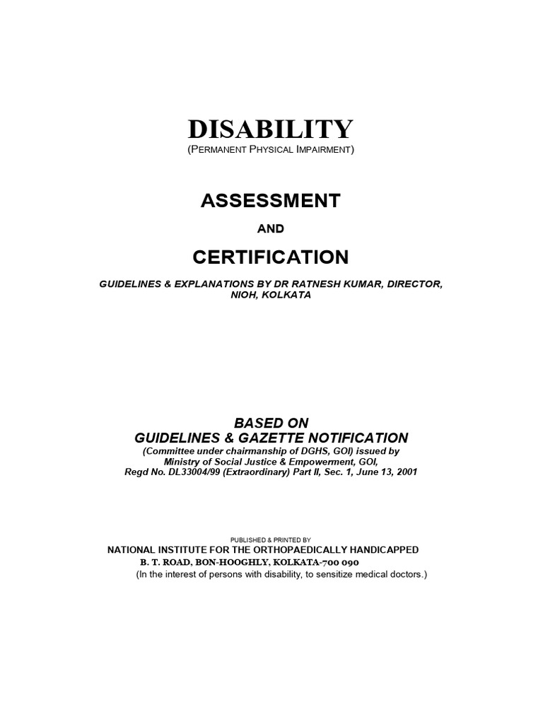 Disability Assessment Guidelines 2024 | PDF | Disability | Intellectual ...