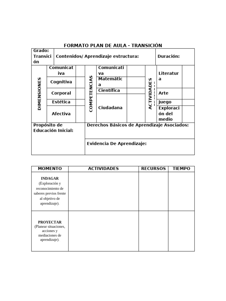 Formato de Planeación Preescolar | PDF