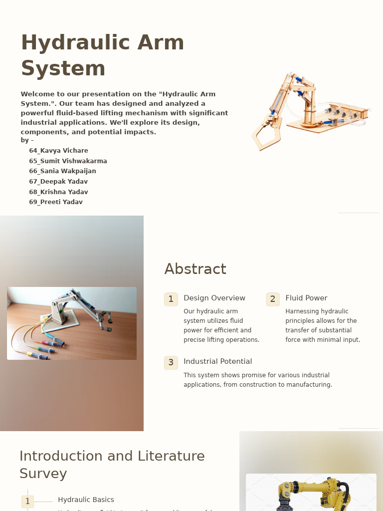 Hydraulic Arm System Overview | PDF | Pump | Hydraulics
