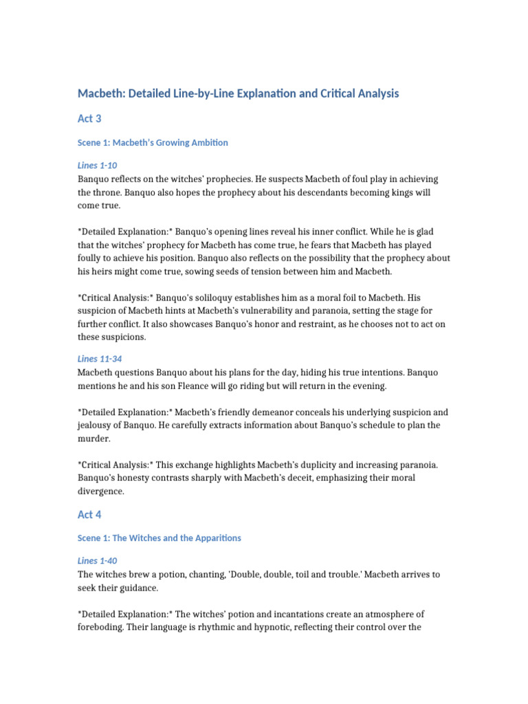 Macbeth's Ambition and Moral Conflict | PDF | Macbeth | Shakespearean ...
