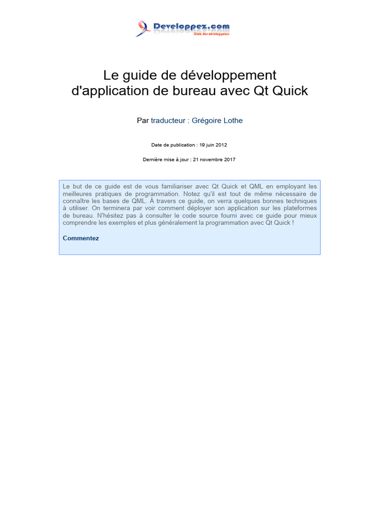 Guide de développement avec Qt Quick | PDF | Interface (Informatique ...