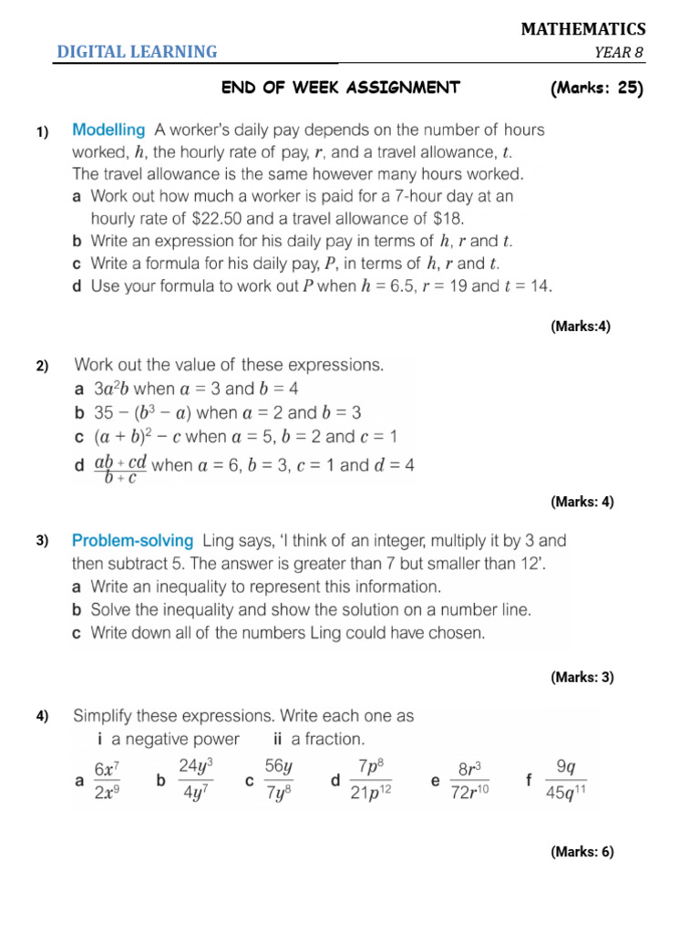 YR 8.MATH.LESSON 51.Assign 47 | PDF