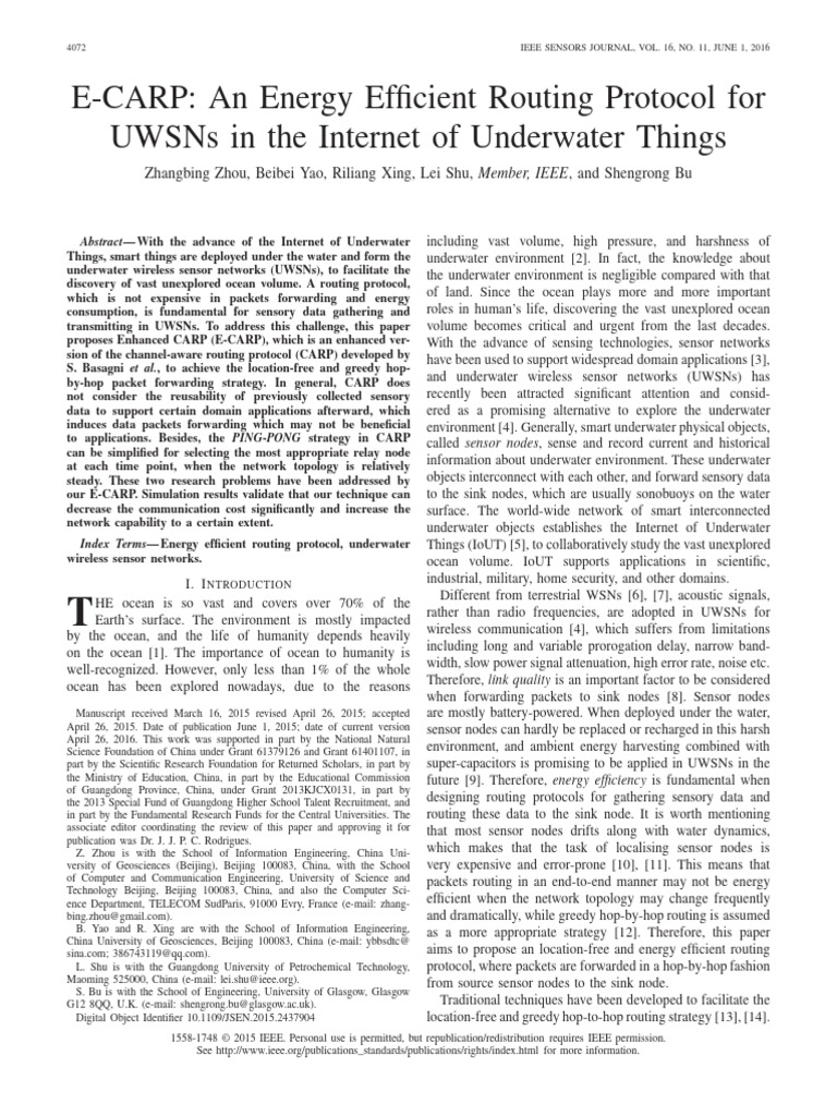ECARP An Energy Efficient Routing Protocol For | PDF | Computer Network ...