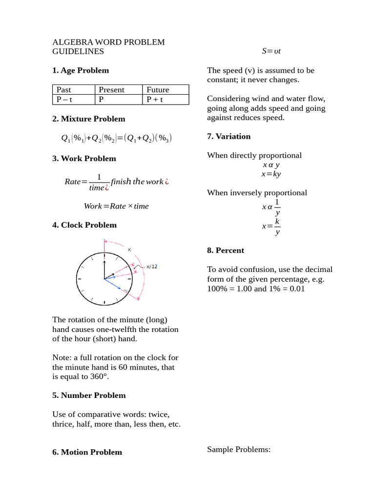 ALGEBRA-worded-problems | PDF | Hour | Electrical Resistance And ...