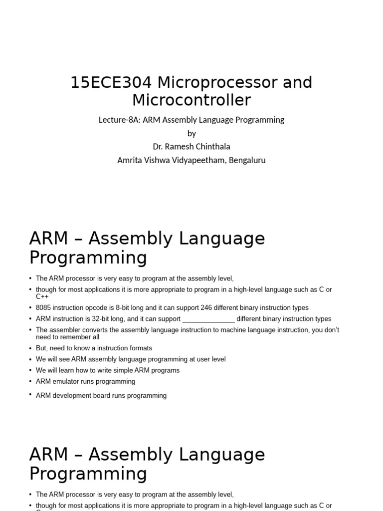 Lecture-08 ARM - Data Processing Instructions | PDF | Assembly Language ...