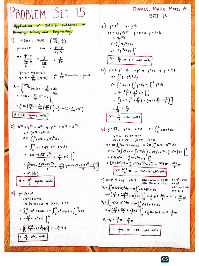 Calculus - Probset 15 | PDF