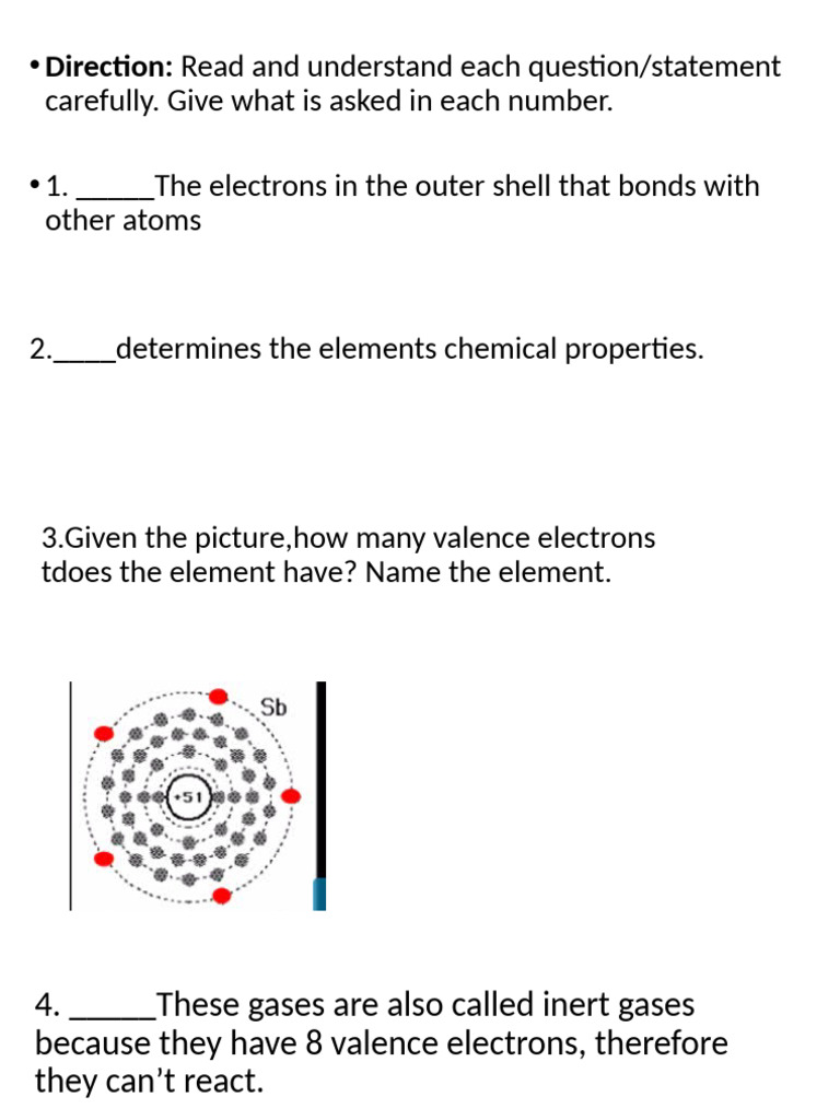 Chemistry Valence Electrons Worksheet | PDF