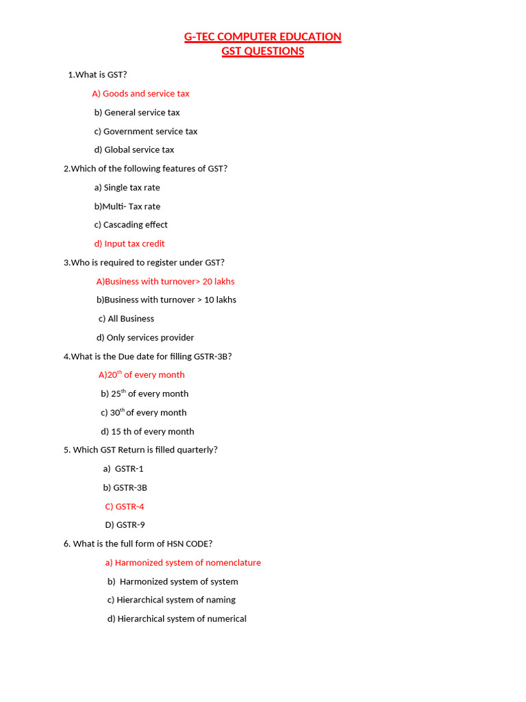 Gst Questions Jothi 1 Pdf Value Added Tax Taxes
