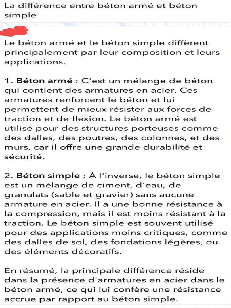 La Différence Entre Béton Armé Et Béton Simple PDF — free download