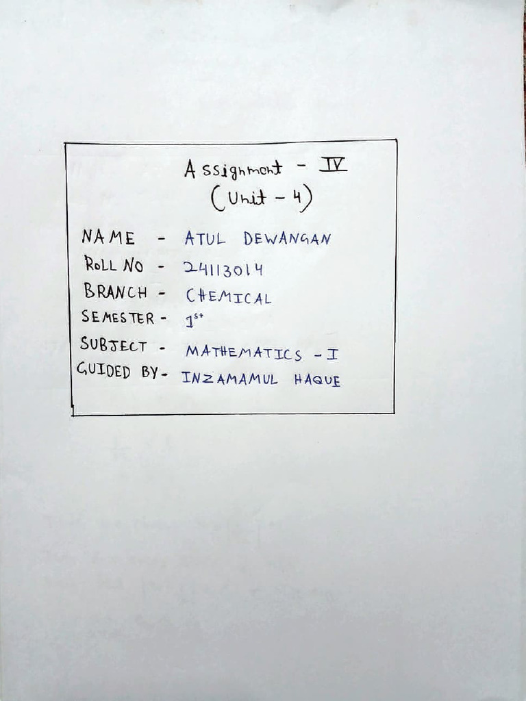 Atul Maths Assignment 4 | PDF
