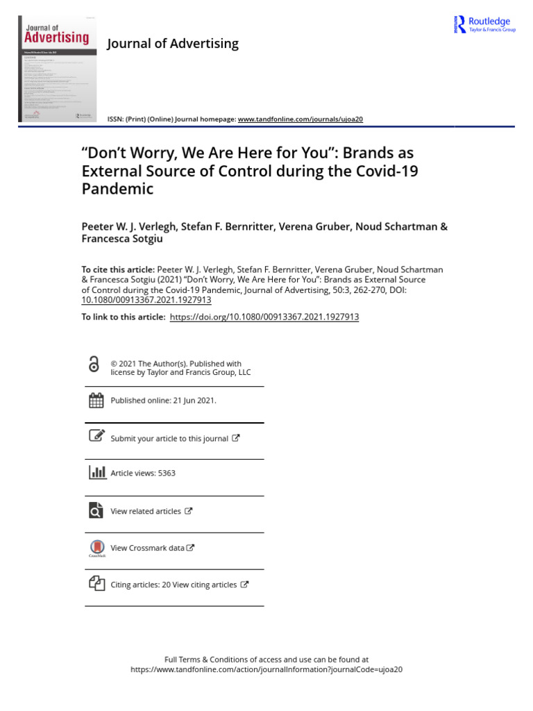 Brands as Control Sources in COVID-19 | PDF | Brand | Hypothesis