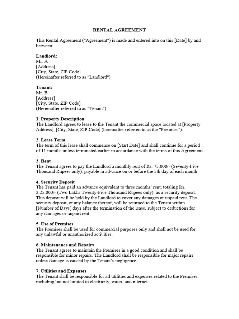 Rent Agreement | PDF | Leasehold Estate | Lease