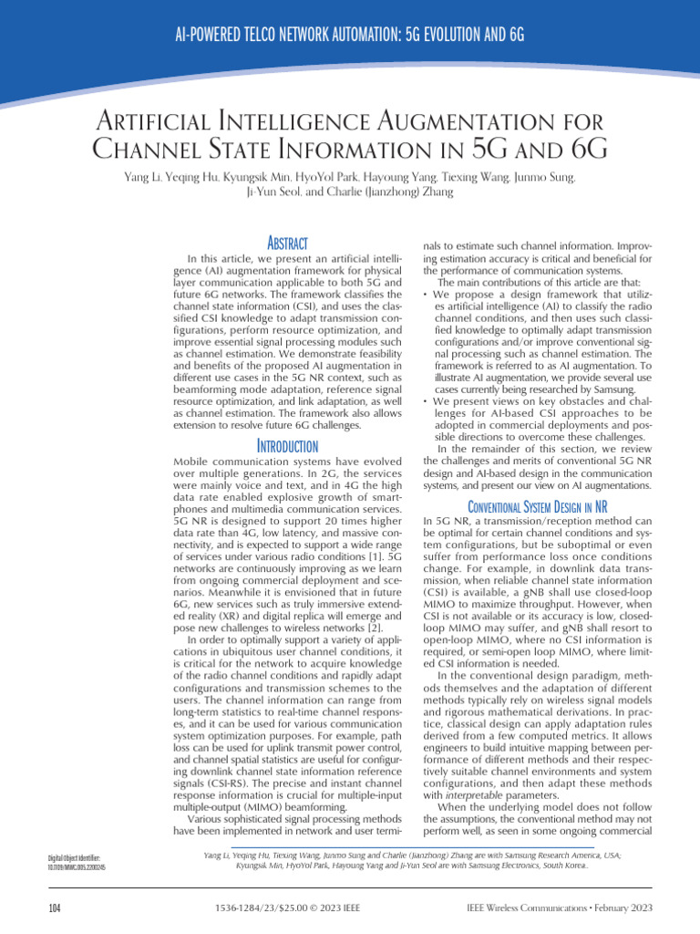 AI Models for 6G Channel Estimation | PDF | Mimo | Artificial Intelligence