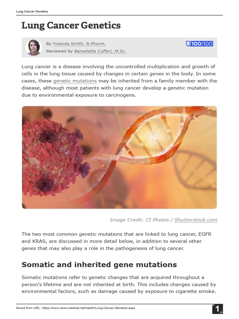 Lung Cancer Genetic Mutations Explained | PDF | Genetics | Causes Of Death
