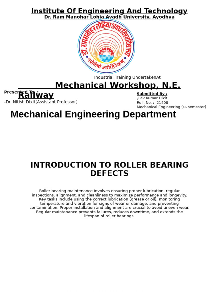 Roller Bearing Maintenance Guide | PDF | Bearing (Mechanical) | Wear