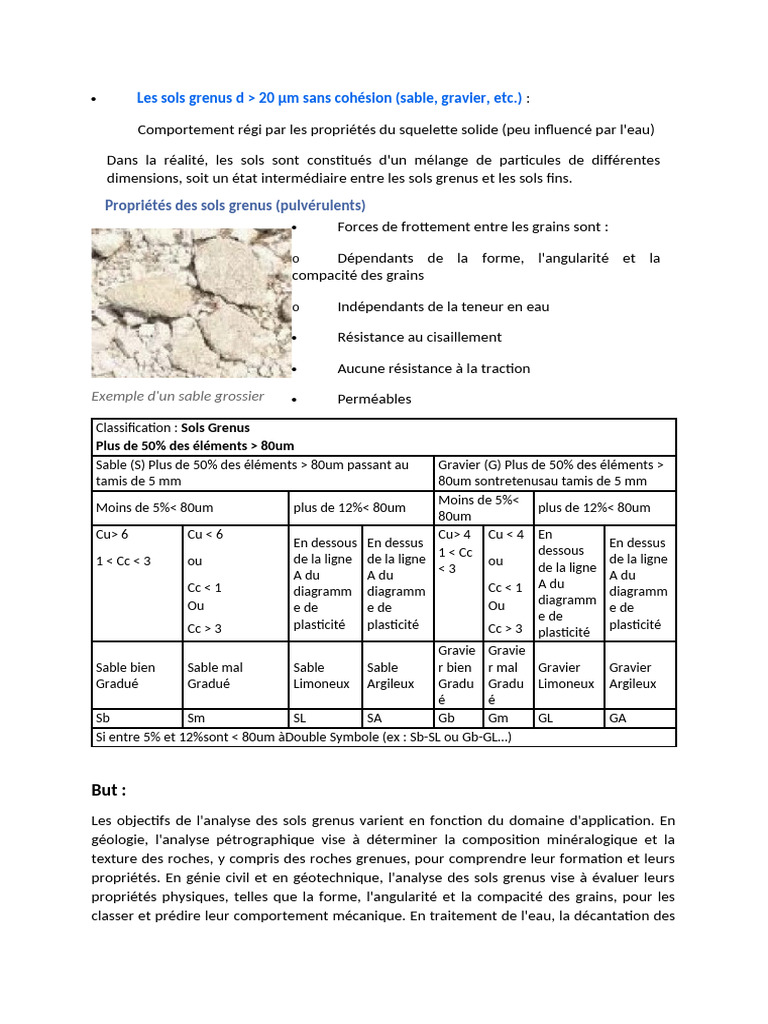 Analyse des sols grenus et leur classification | PDF | Limon | Sol ...