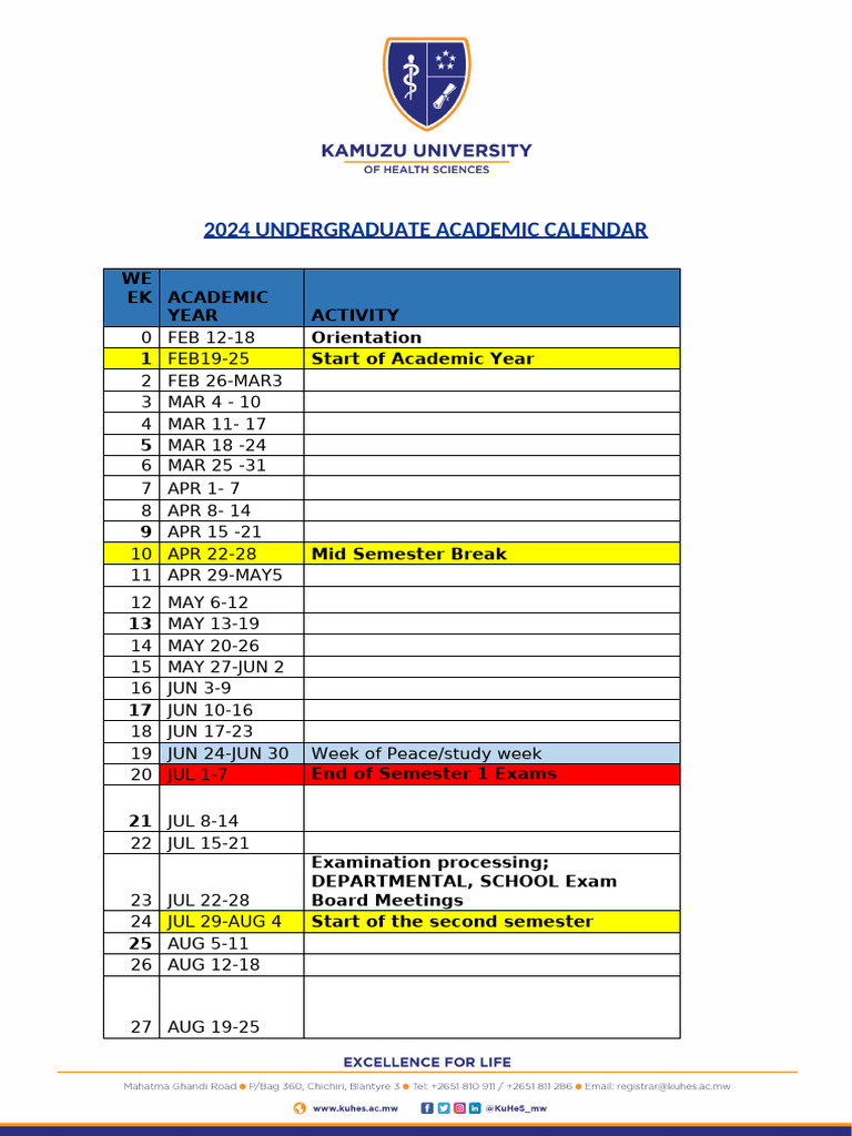 2024 Academic Calendar | PDF