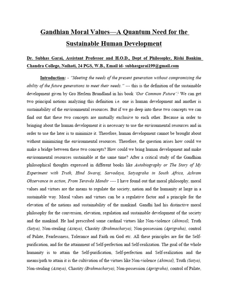 Gandhi on Moral Values | PDF | Nonviolence | Mahatma Gandhi