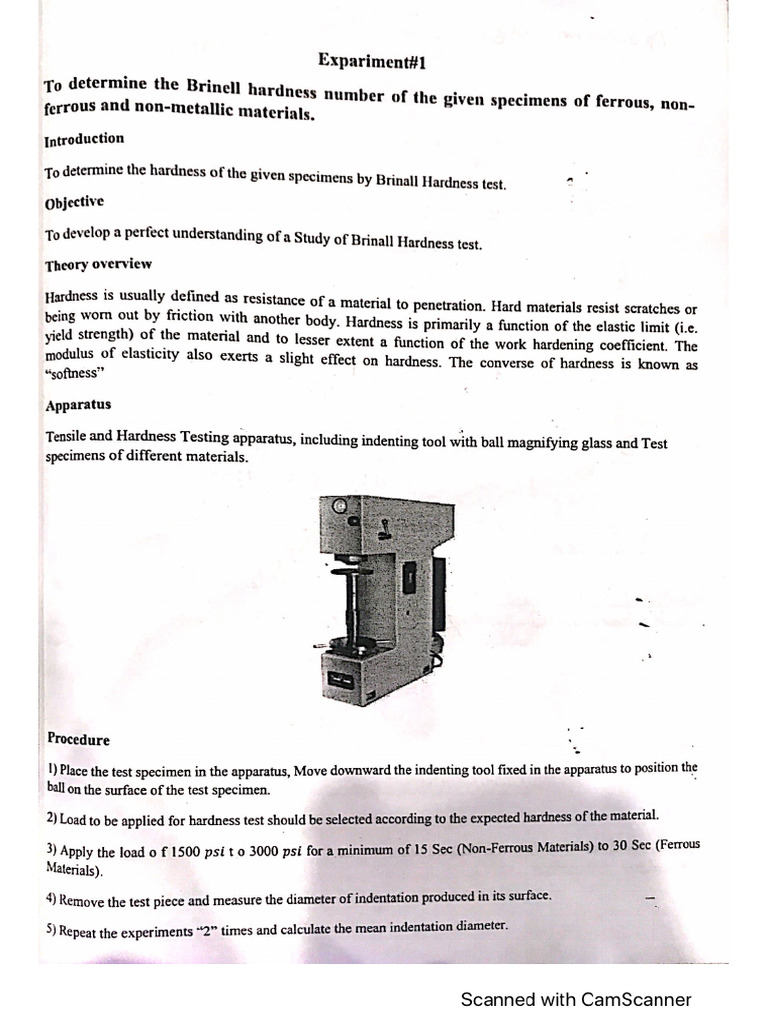 Industrial Material Experiment No.1 | PDF