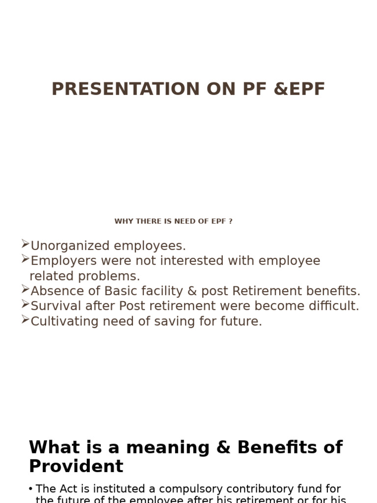 Presentation of PF | PDF | Employment | Salary