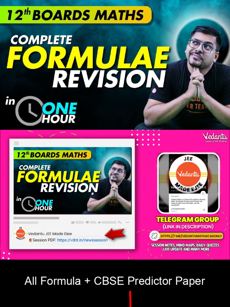 CBSE 2023 Math Formula Revision Guide | PDF | Mathematics | Formula