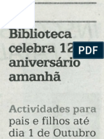 Biblioteca Celebra 12º aniversario amanha