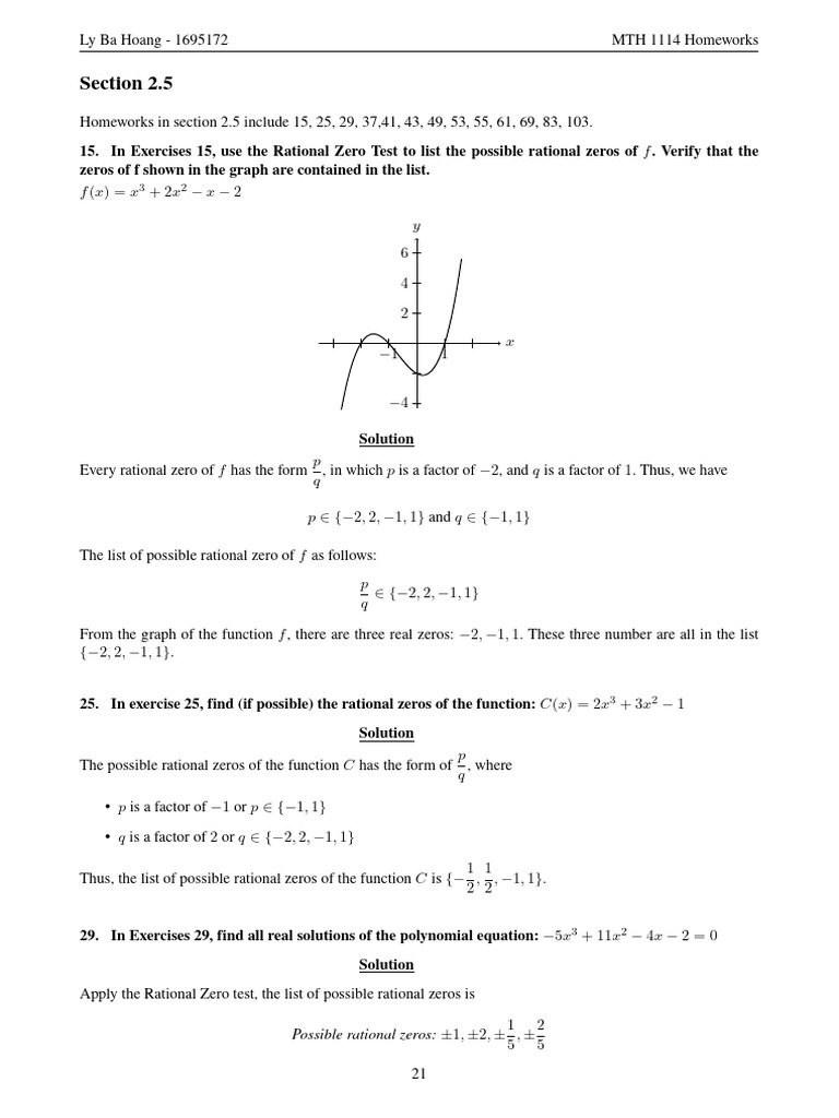 Section 2.5 | PDF | Zero Of A Function | Polynomial