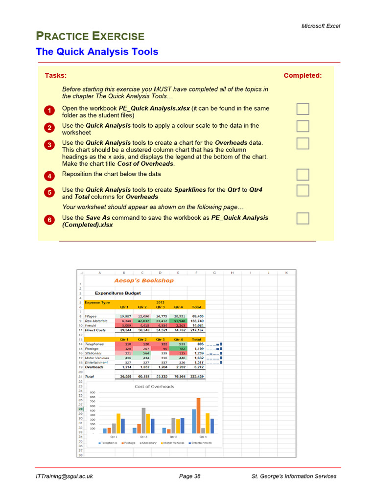 Excel Quick Analysis Tools Exercise | PDF