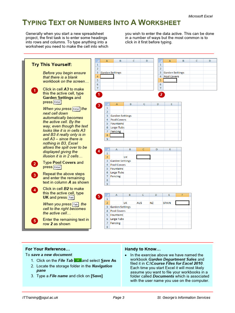 Excel Basics: Entering Data in Cells | PDF | Microsoft Excel | System ...