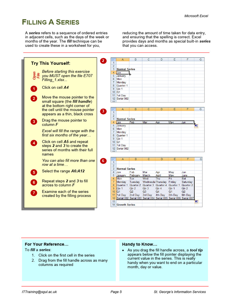 Excel Series Filling Guide | PDF