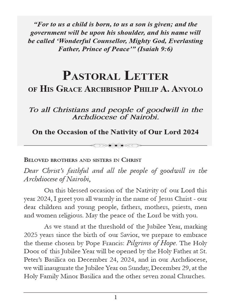 Pastoral Letter: Pilgrims of Hope 2024 | PDF | Jesus | Faith