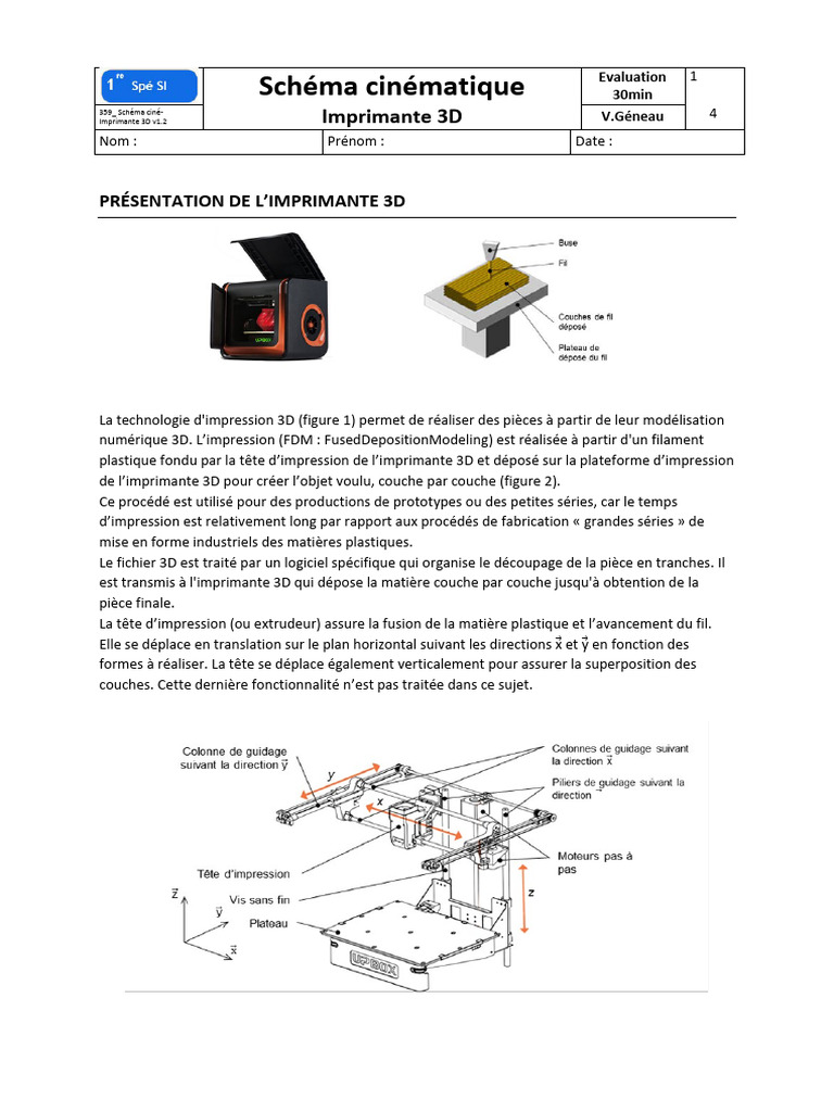 Schéma cinématique de l'imprimante 3D PDF Impression 3D — free download
