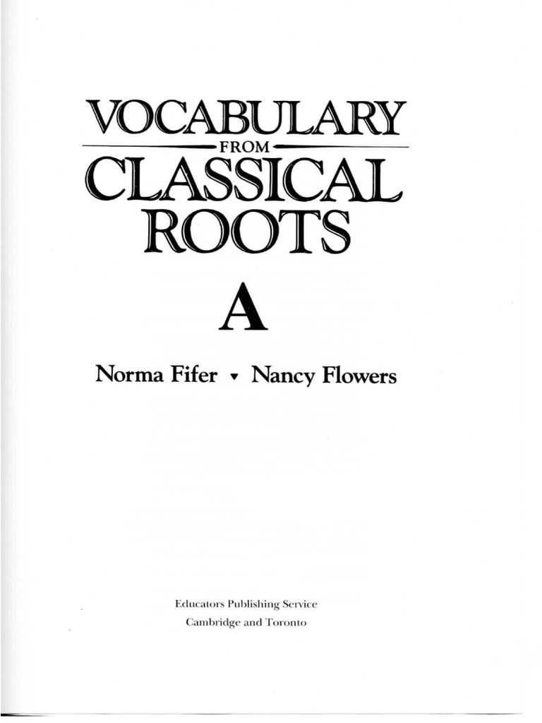 Vocabulary From Classical Roots A | PDF