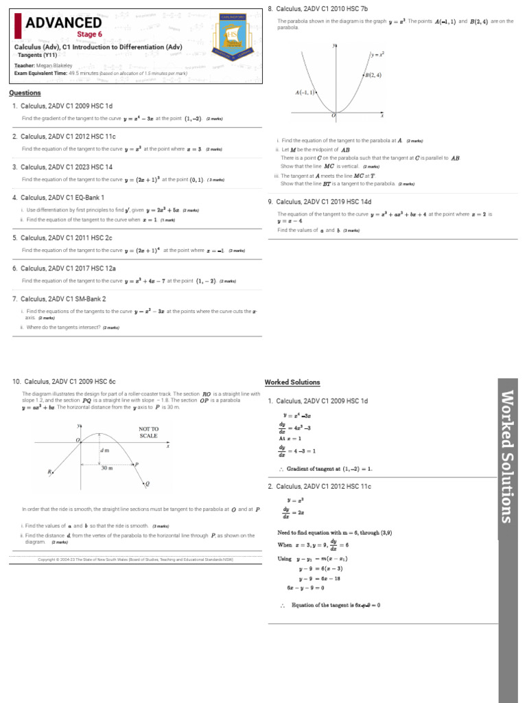 SMARTERMATHS - Tangents | PDF | Tangent | Slope
