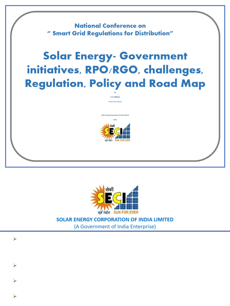 Schemes and Challenges For Solar Projects by SECI | PDF | Solar Power ...