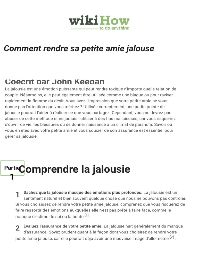 Rendre sa copine jalouse : conseils pratiques | PDF | Jalousie
