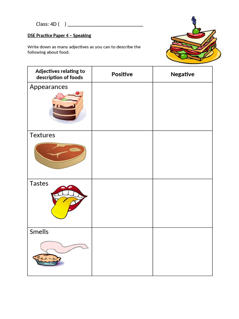 Adjectives for Food Description | PDF