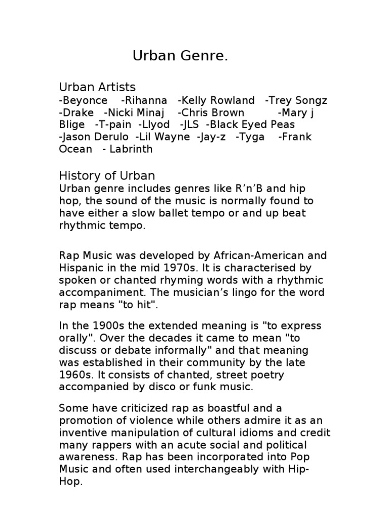 Overview of Urban Music Genre | PDF | Social Science | Art