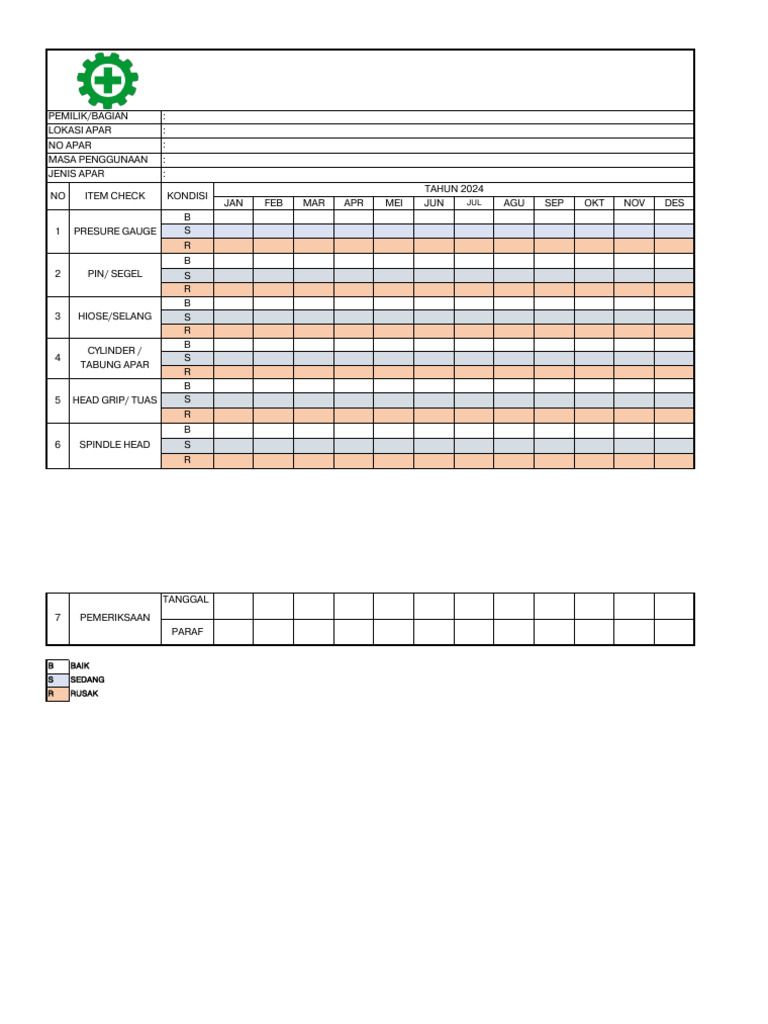 Form Inspeksi dan Checklist APAR | PDF