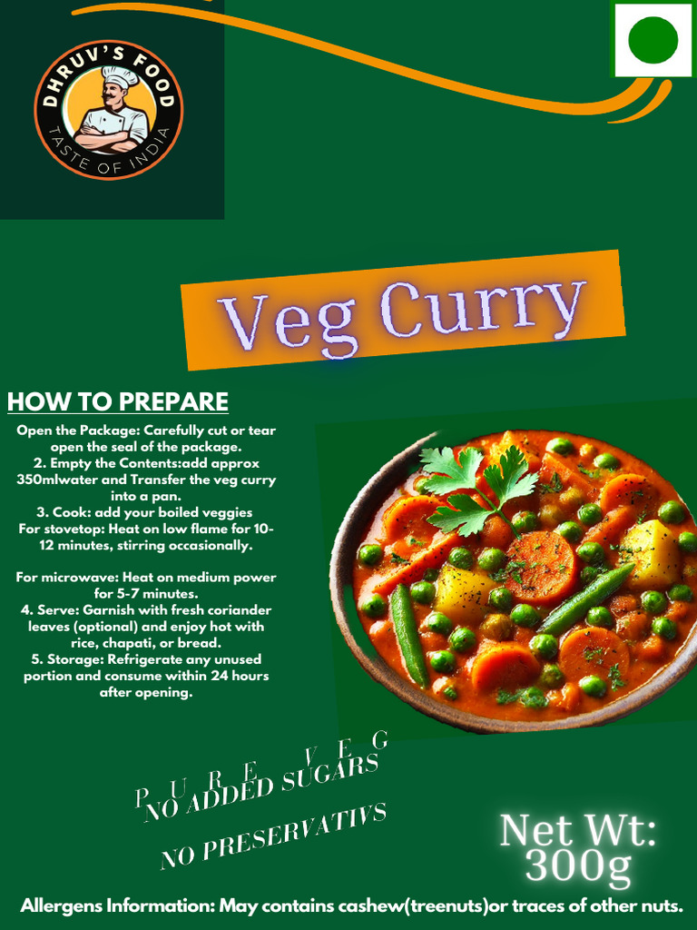 Veg Curry Preparation and Allergen Info | PDF | Coriander | Curry