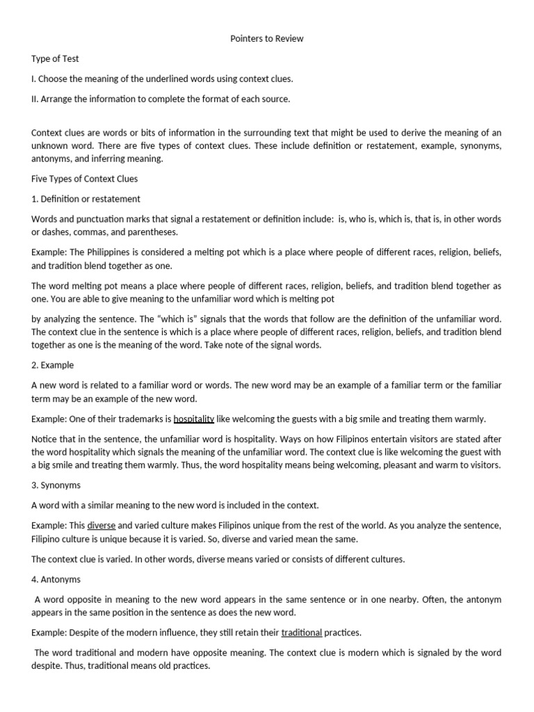 Pointers To Review English 8 | PDF | Newspapers | World Wide Web