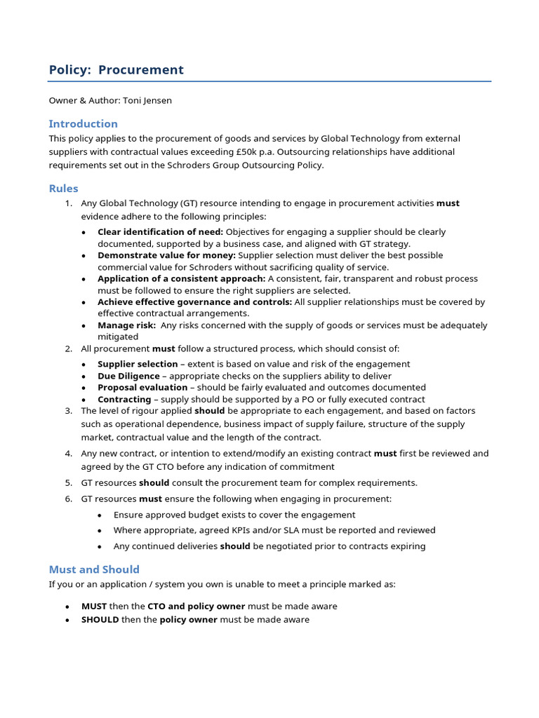 Global Technology Procurement Policy | PDF | Procurement | Policy