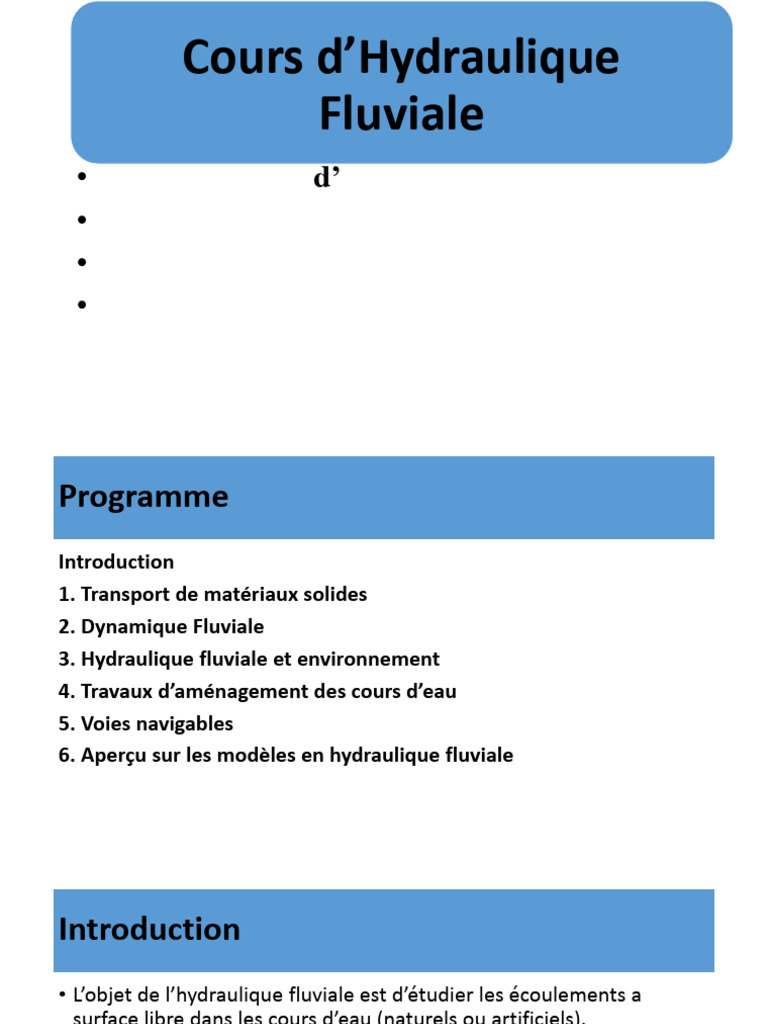 Cours d'Hydraulique Fluviale ENI-ABT | PDF | Ruisseau | Débit (hydrologie)