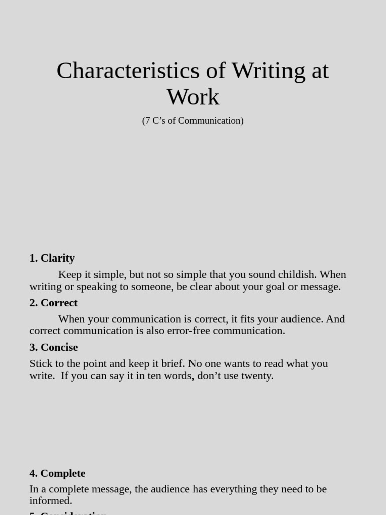 7 C's of Effective Workplace Writing | PDF