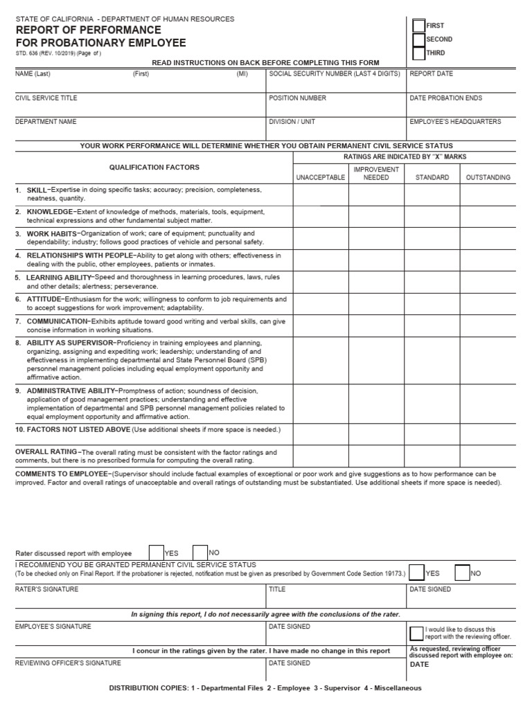 Probationary Employee Performance Report | PDF | Employment | Human ...