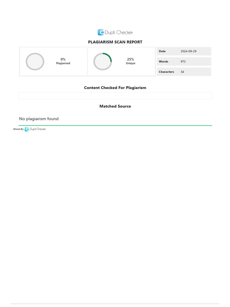 Duplichecker plagiarism report pdf
