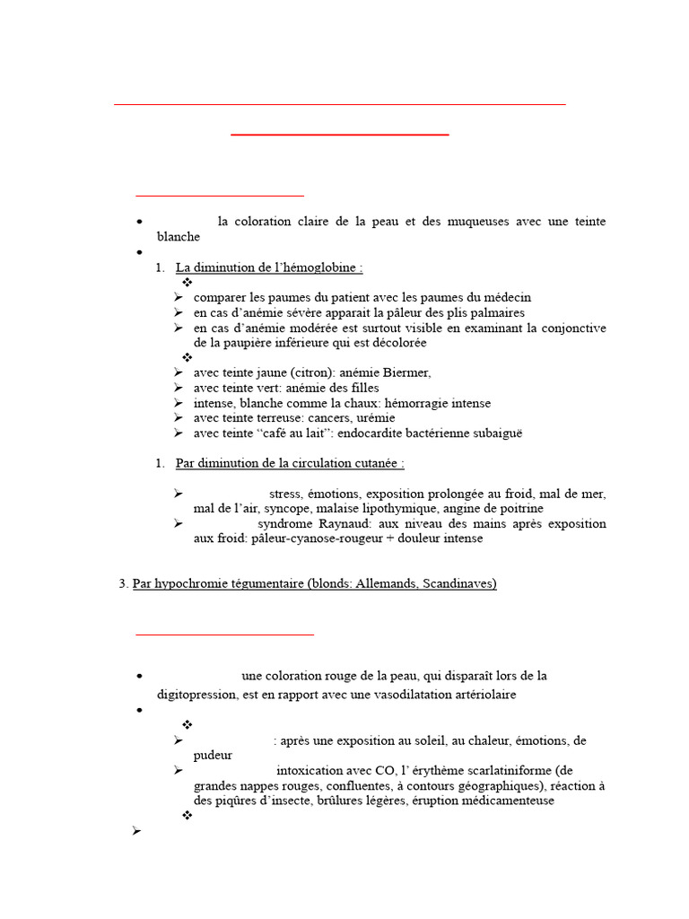 Pâleur et ses causes médicales | PDF | Vésicule biliaire | Médecine ...