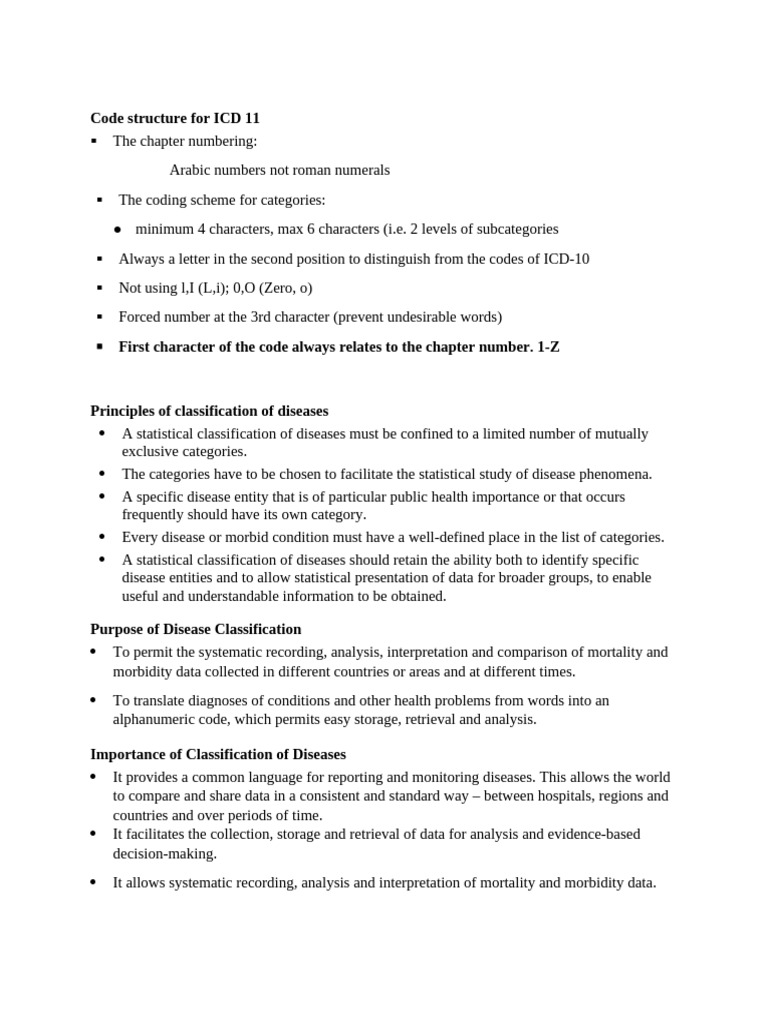 Code structure for ICD 11 | PDF | Health Care | Medicine