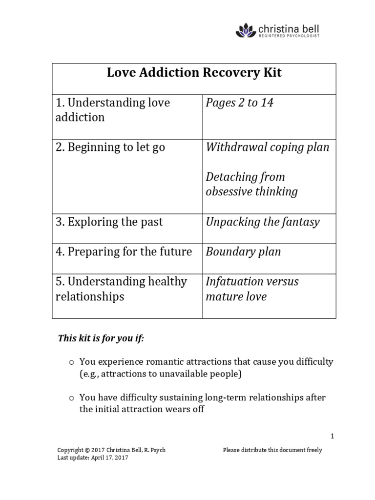 Love addiction recovery kit pdf attachment theory love