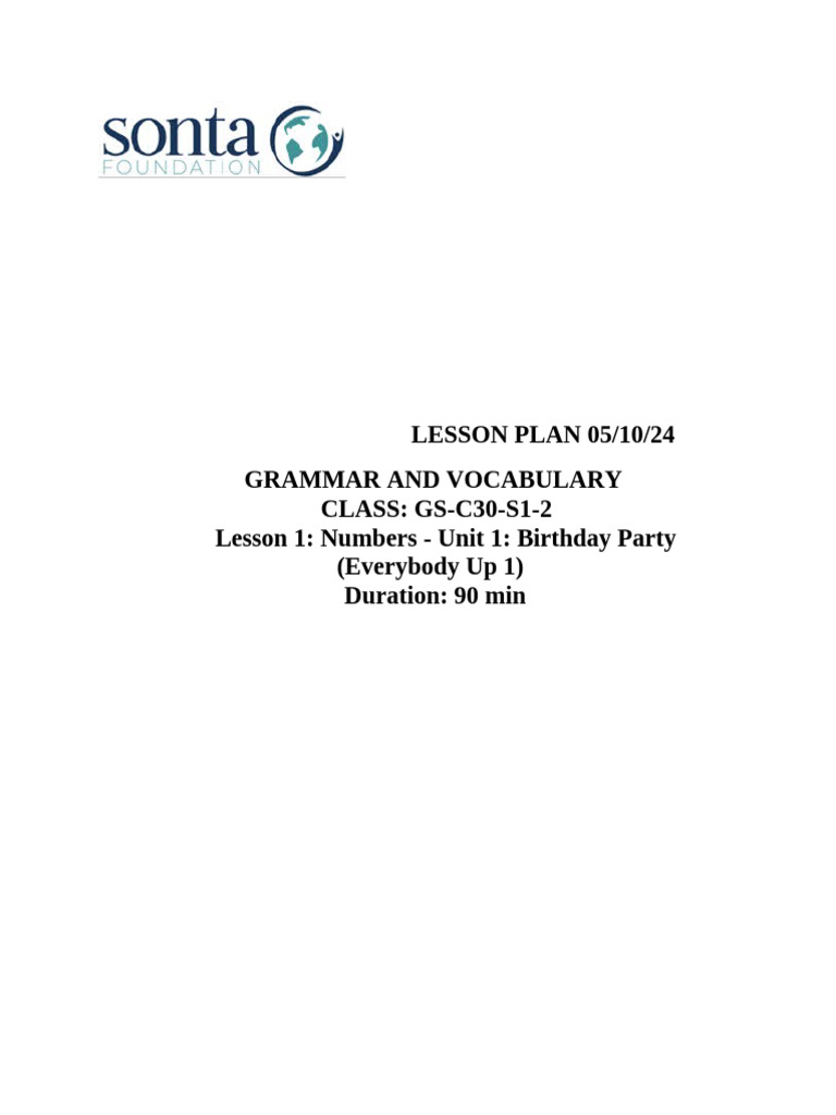 Lesson Plan Numbers Pdf Lesson Plan Cognition